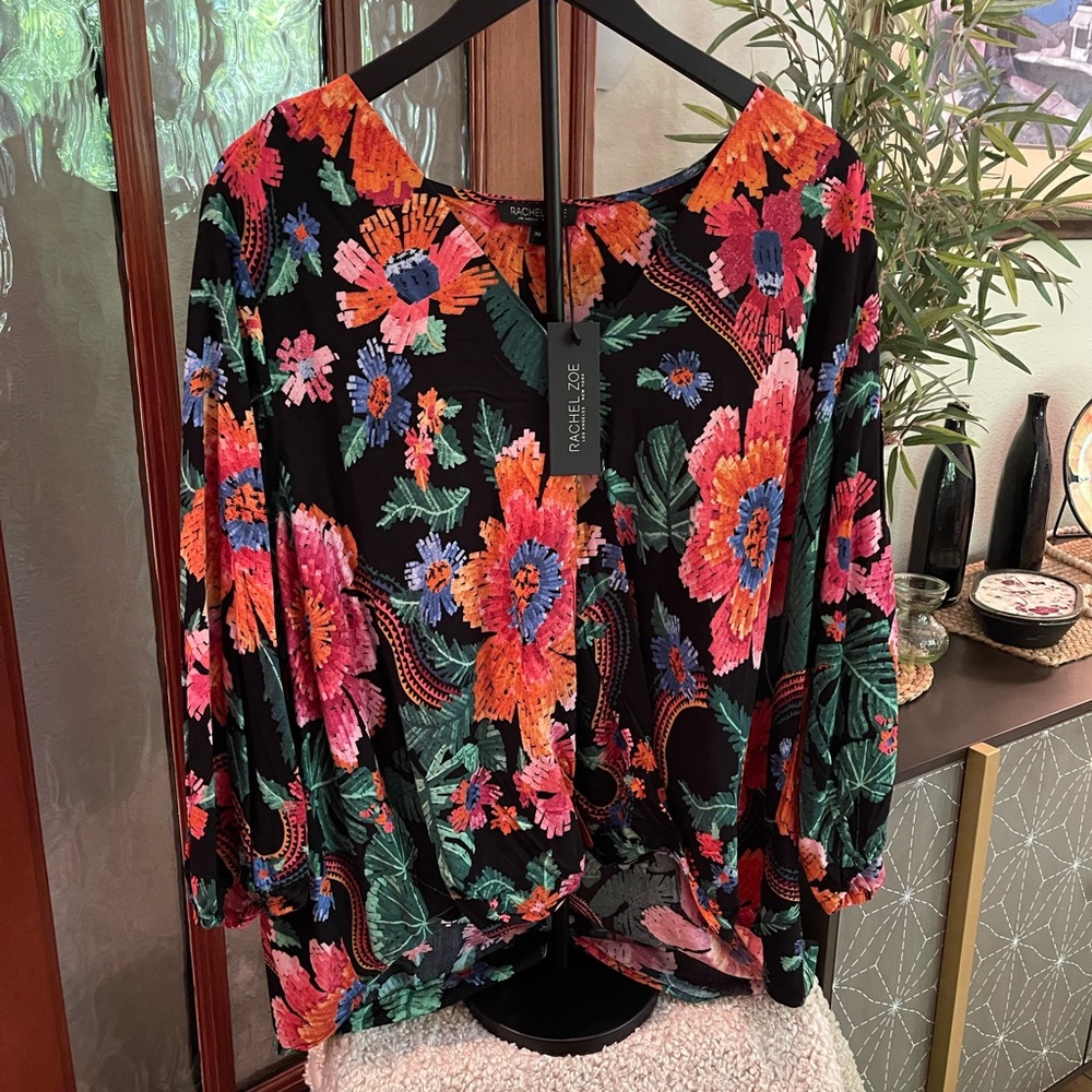 Rachel Zoe Floral Blouse - Black and Multicolor - Picture 3 of 3